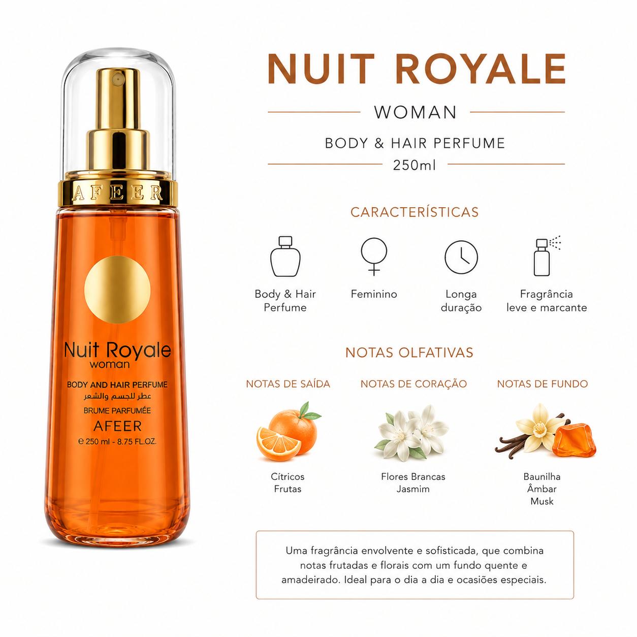 BODY SPLASH CABELO E CORPO NUIT ROYALE WOMAN - 200 ML - Imagem 3