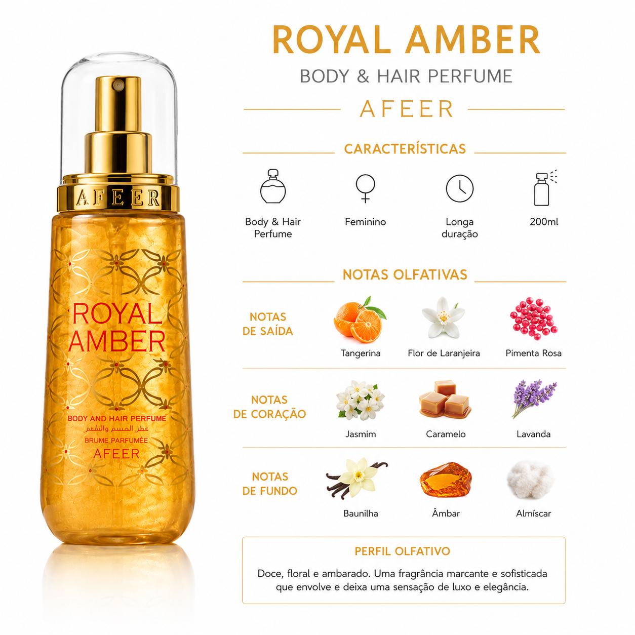 BODY SPLASH CORPO E CABELO ROYAL AMBER - 200 ML - Imagem 3