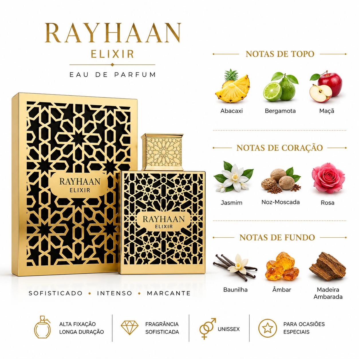 Perfume Árabe Nocturno Elixir by Rayhaan EDP 100ml Original - Imagem 2