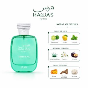 Perfume Árabe Hawas Tropical Masculino Eau de Parfum 100ml – Rasasi Original